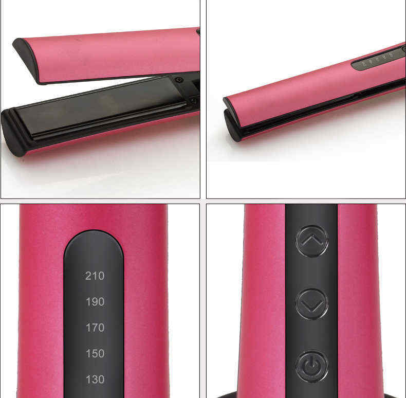 JINDING-Hair-Straightener-Rose-Red-5-Levels-Temperature-Setting-with-Stand-Holder-220V-240V-1312068