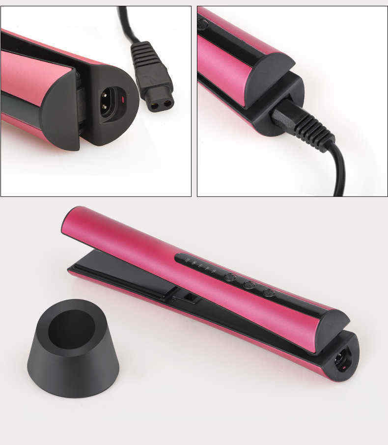 JINDING-Hair-Straightener-Rose-Red-5-Levels-Temperature-Setting-with-Stand-Holder-220V-240V-1312068