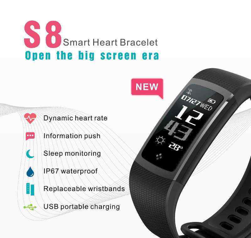 KASCA-S8-IP67-Waterproof-Heart-Rate-Monitor-Bracelet-USB-Portable-Charging-Keep-Healthy-1218586
