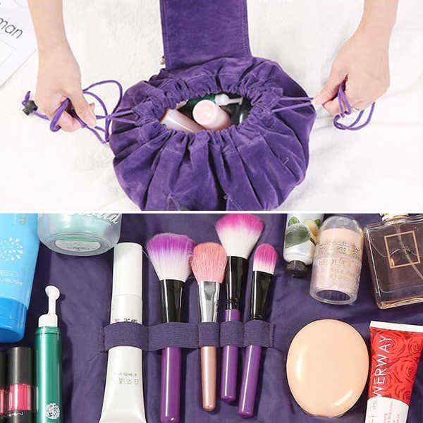 Lazy-Big-Capacity-Cosmetic-Bag-Flannel-Drawstring-Travel-Makeup-Storage-Bag-1380377