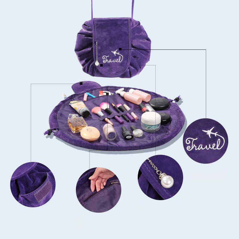 Lazy-Big-Capacity-Cosmetic-Bag-Flannel-Drawstring-Travel-Makeup-Storage-Bag-1380377