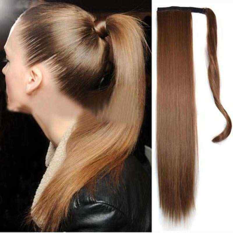 Long-Straight-Ponytail-Womens-Synthetic-Hair-Extensions-6-Colors-Magic-Tape-Clip-In-Hairpiece-Chocol-1234230