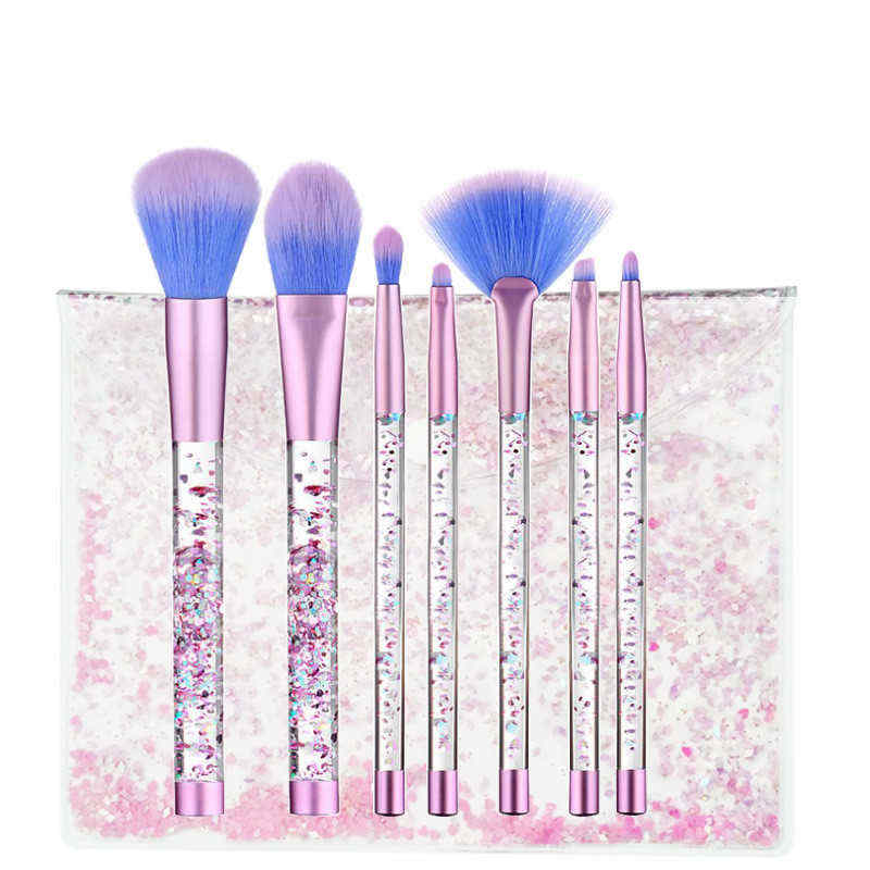 LuckyFine-7pcs-Glitter-Liquid-Handle-Makeup-Brushes-Mermaid-Blending-Foundation-Eye-Shadow-Lips-1186536