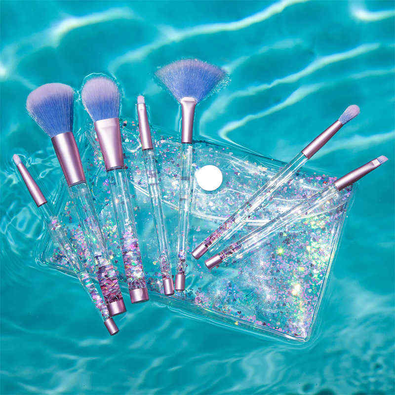 LuckyFine-7pcs-Glitter-Liquid-Handle-Makeup-Brushes-Mermaid-Blending-Foundation-Eye-Shadow-Lips-1186536