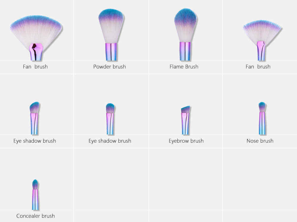 Luckyfine-9pcs-Makeup-Brushes-Soft-Gradual-Color-Foundation-Powder-Liquid-Blender-Eyeshadow-Tool-1231339
