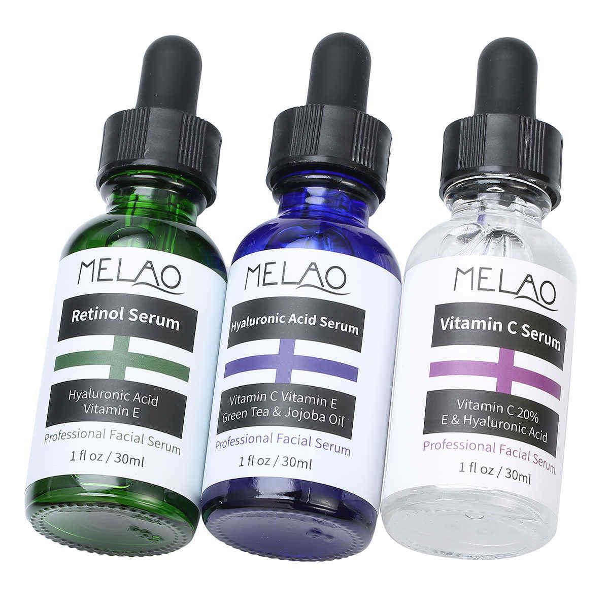 Melao-3pcs-Vitamin-C-Retinol-Hyaluronic-Acid-Serum-Kit-Green-Tea-Jojoba-Oil-Tighten-Rejuvenating-1261338