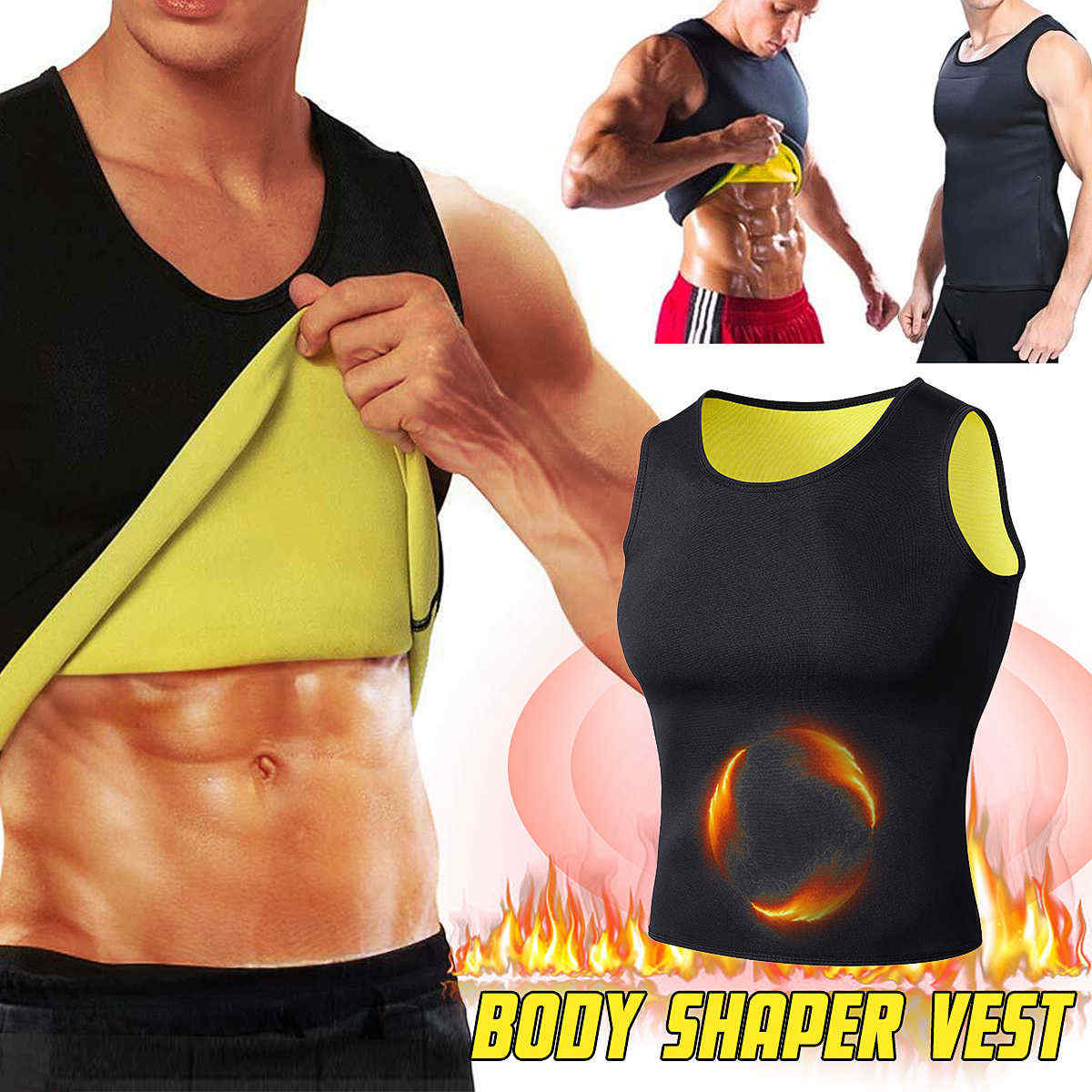 Mens-Neoprene-Body-Shaper-Slimming-Sweat-Trainer-Yoga-Gym-Cincher-Vest-1456107