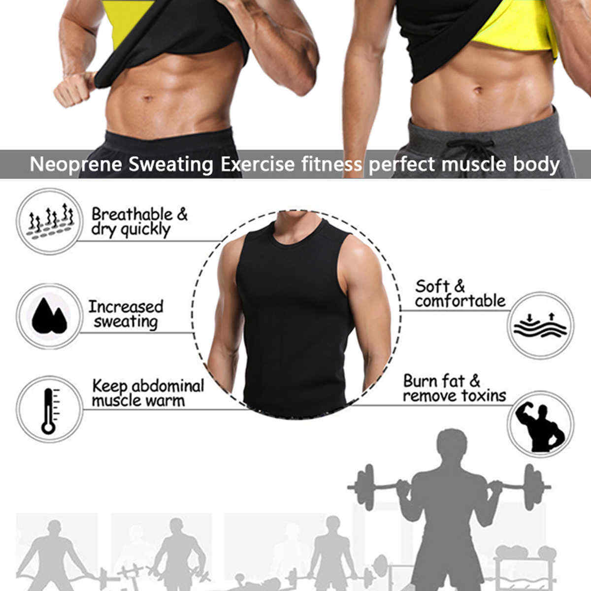 Mens-Neoprene-Body-Shaper-Slimming-Sweat-Trainer-Yoga-Gym-Cincher-Vest-1456107