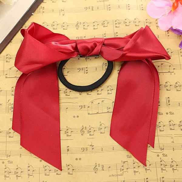 Multicolor-Scrunchie-Ponytail-Holder-Satin-Ribbon-Bow-Bowknot-Hair-Band-Rope-1075340