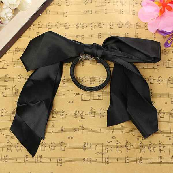 Multicolor-Scrunchie-Ponytail-Holder-Satin-Ribbon-Bow-Bowknot-Hair-Band-Rope-1075340