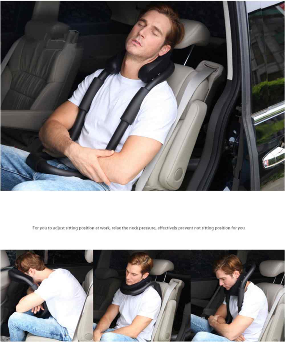 Neck-U-Shaped-Cervical-Pillow-Office-Nap-Aircraft-Car-Travel-Black-Hardcover-1387934