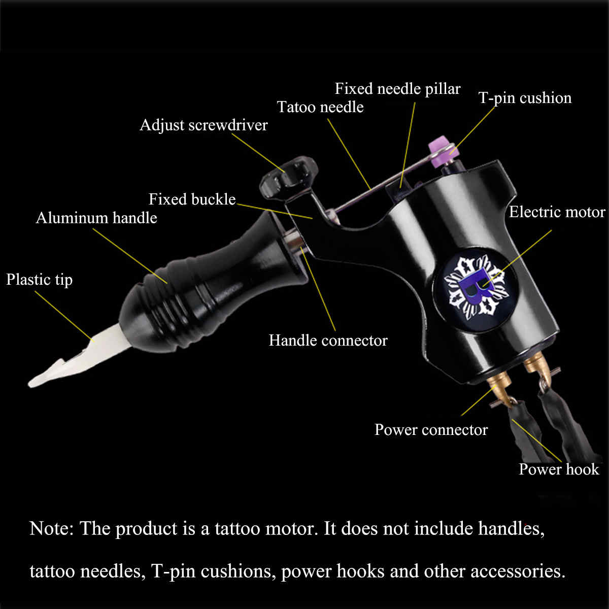 Professional-Bishop-Rotary-Tattoo-Motor-Machine-Hook-Line-Jack-Aluminum-1551979