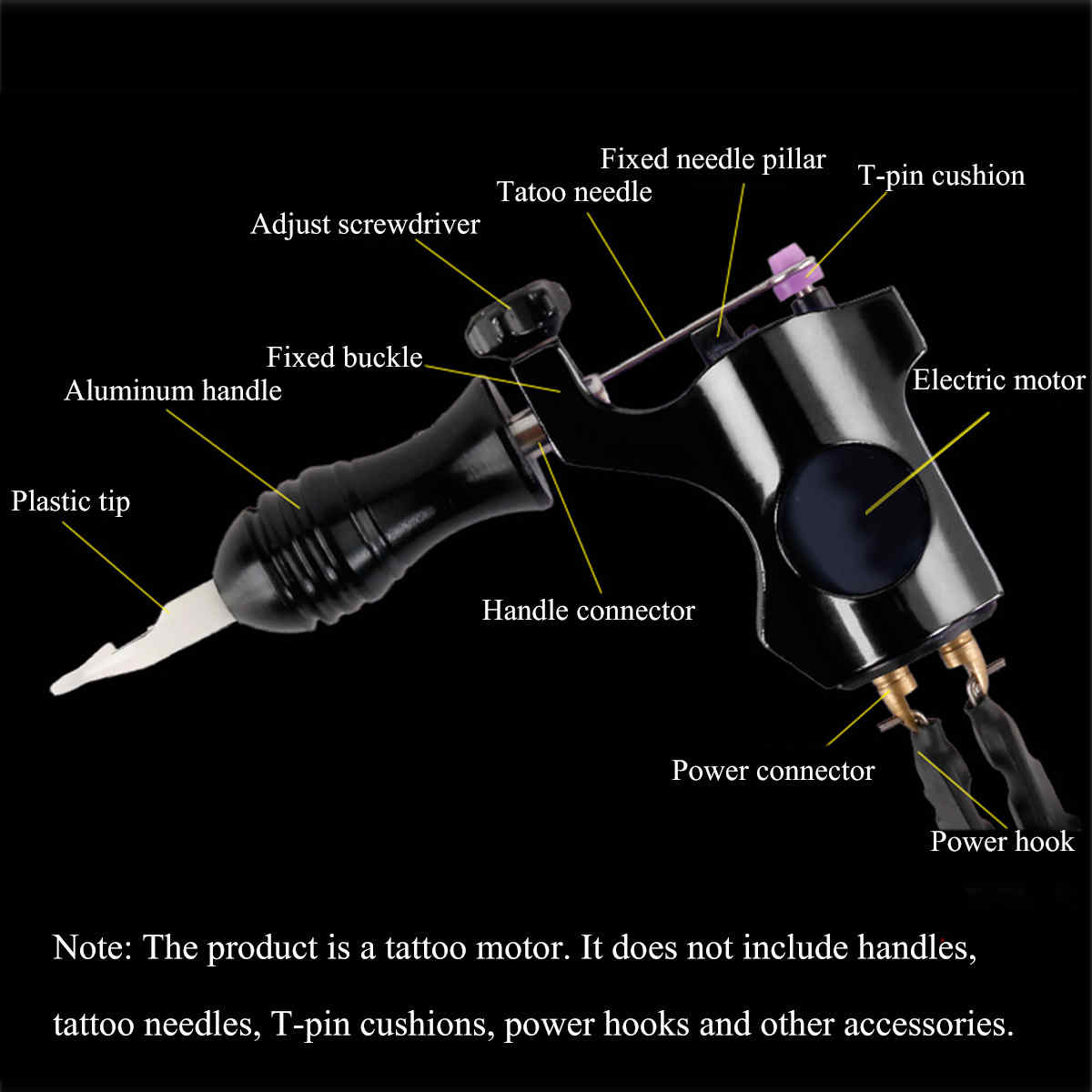 Professional-Bishop-Rotary-Tattoo-Motor-Machine-Hook-Line-Jack-Aluminum-1551979