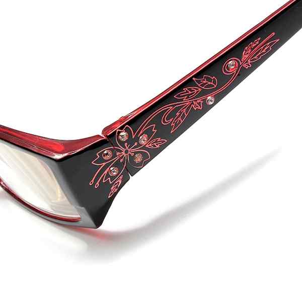 Red-Female-Diamond-Flower-Frame-Presbyopic-Reading-Glasses-Eyeglasses-10-15-20-25-30-35-40-1016117