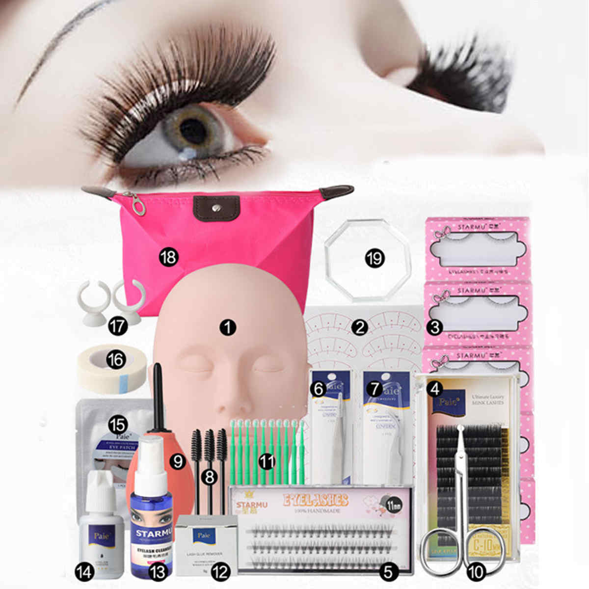 Semi-Permanent-Make-Up-Individual-Eyelash-Extensions-Curl-Glue-Tool-Kit-Set-Bag-1161134