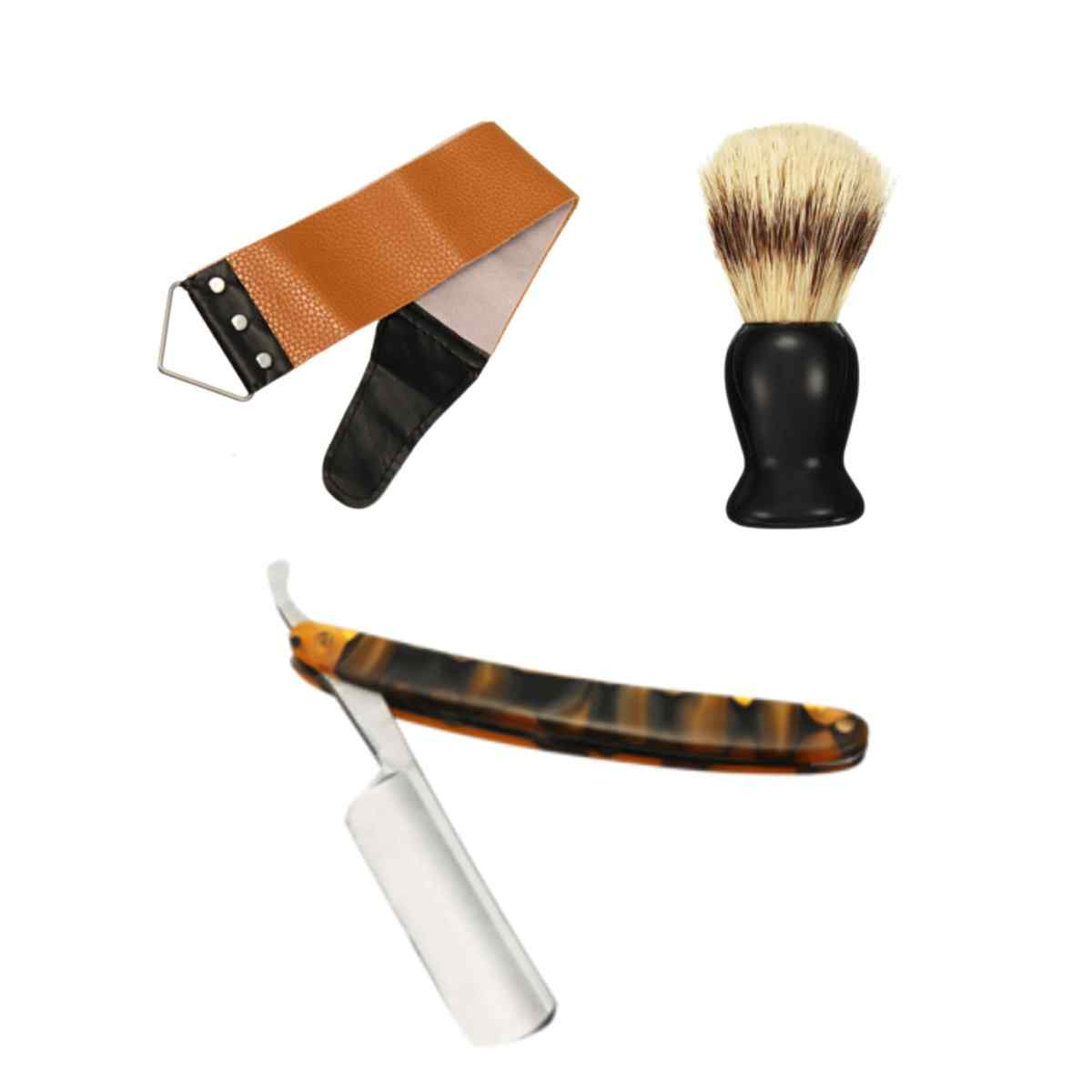Shaver-Kit-Cut-Throat-Straight-Razor-Shaving-Brush-Leather-Strop-Wood-Box-Gift-1370712