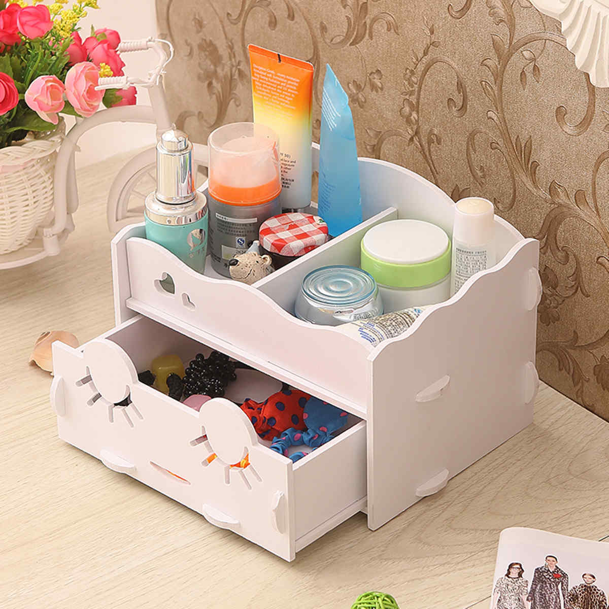 Smiling-Face-Cute-Wooden-White-Makeup-Organizer-Neat-Table-Collecting-Case-Cosmetics-Tools-1123232