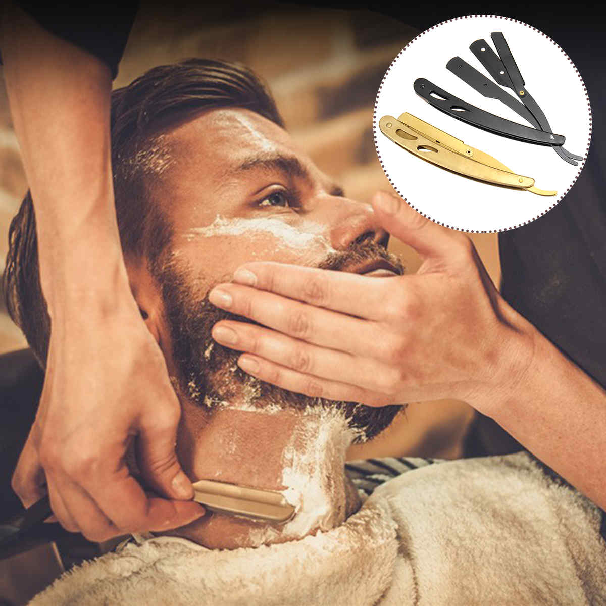Stainless-Steel-Handle-Straight-Edge-Barber-Razor-Folding-Shaving-Knifeamp10-Blade-1568964