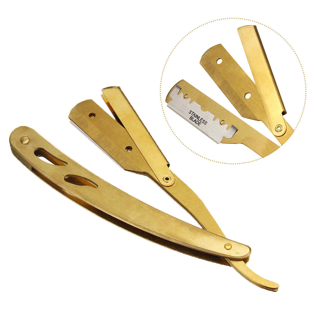 Stainless-Steel-Handle-Straight-Edge-Barber-Razor-Folding-Shaving-Knifeamp10-Blade-1568964