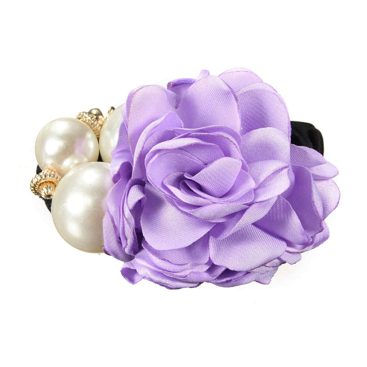 Women-Satin-Ribbon-Rose-Flower-Pearls-Hair-Band-Ponytail-Holder-Elastic-Hair-Band-1040451