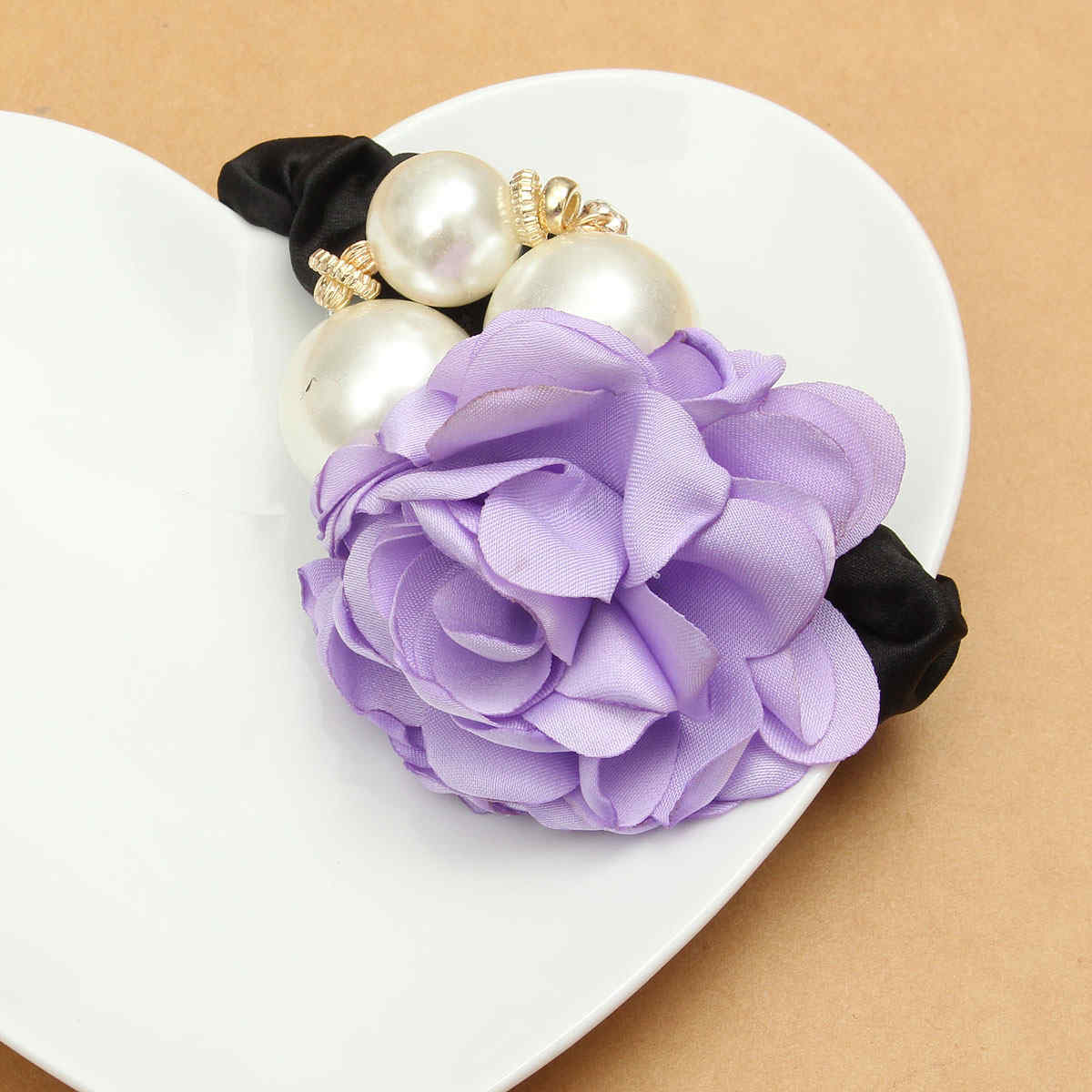 Women-Satin-Ribbon-Rose-Flower-Pearls-Hair-Band-Ponytail-Holder-Elastic-Hair-Band-1040451