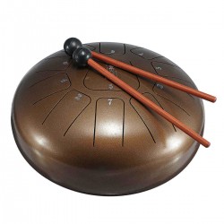 10 Inch 11 Notes Bronze Steel Tongue Percussion Drums Handpan Instrument with Drum Mallets and Bag