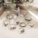 10 Pcs Bohemian Statement Ring Set Trendy Crystal Irregular Knuckle Rings for Women