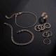 12 Pcs of Gold Plated Hollow Rings Chain Bracelets Jewelry Set