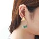 18K Gold Plated Simple Geometric Green Tassel Pendant Ear Stud Fashion Earrings for Women