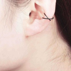 1Pcs Punk U Shape Ear Clip Black Gold Silver Color Cross Cartilage Earring for Women for Men