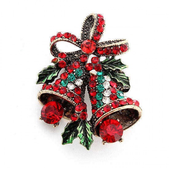 2 Pcs Brooches Combination Christmas Tree and Jingle Bell Best Gift
