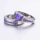 2 Pcs/set Classic Cubic Zirconia Womens Ring Bridal Wedding Platinum Band Finger Rings for Women