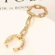 24K Gold and Platinum Plated Punk Chain Shape Shiny Zircon Two Linked Rings Best Gift Women Jewelry