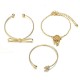 3Pcs Trendy Bracelet Sets Bowknot Rhinestones Heart Feather Gold Bangle for Women