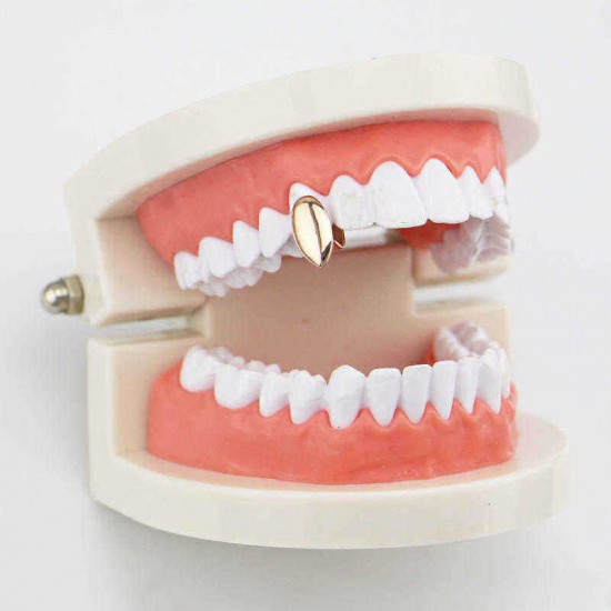 4 Colors Funny Vampire Canine Braces Geometric Gold Plated Grillz Teeth Jewelry  Set