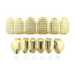 4 Colors Three-dimensional Lattice Stripe Metal Braces Geometric Glossy Braces Grillz Teeth Jewelry