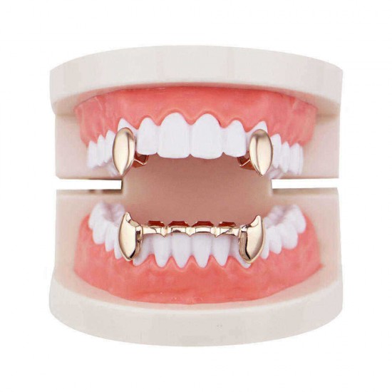 4 Colors Vintage Vampire Denture Set Metal Geometric Braces Canine Grillz Teeth Jewelry