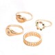 4 Pcs  Fashion Hollow Carved Shell Ring Diamond Ring