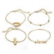 4 Pcs Gold Women Bracelet Set Casual Fashion Style Fruits Bracelet Shell Letter Pendant Bracelet