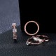 4pcs Rose Gold Zircon Ring Set Twist Line Enamel Wings Fashion Accessories Jewelry Wholesale