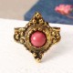 5 Pcs Punk Leaf Ring Set Retro Golden Zinc Alloy Red and Purple Stone Knuckle Ring Jewelry for Women