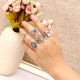 5 Pcs Stylish Bohemian Geometric Alloy Resin Ring Set Jewelry for Women