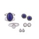 5 Pcs of Gold Silver Plated Gem Rings Crystal Earrings Jewelry Set