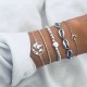 5-piece Simple Fashion Metal Shell Map Silver Beads Anchor Bracelet