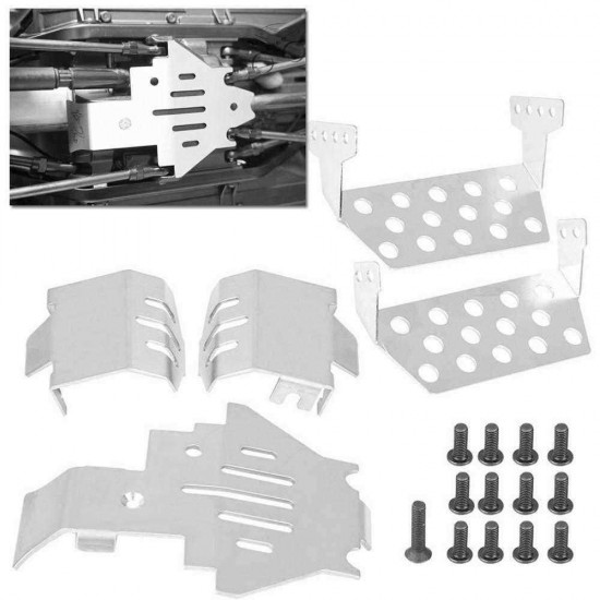 5PCS Stainless Steel Chassis Front Rear Axle Armor Protection Skid Plate for Traxxas TRX-4 RC Car