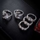 5Pcs Fashion Ring Sets Bohemian Finger Ring Simple Moon Star Rhinestones Knuckle Rings for Women