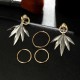 5Pcs Leaf Geometric Earring Set Gold Rings Ear Clip Jewelry Gift for Girls Women