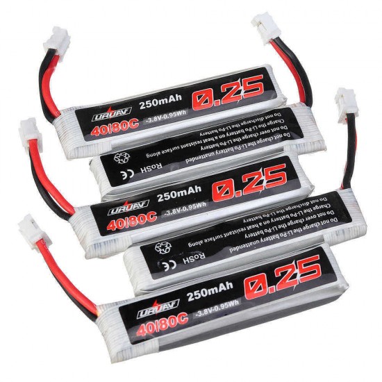 5Pcs URUAV 3.8V 250mAh 40C/80C 1S Lipo Battery PH2.0 for Eachine US65 UK65 URUAV UR65 Mobula7