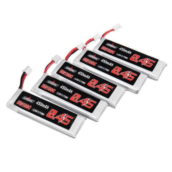 5Pcs URUAV 3.8V 450mAh 50/100C 1S HV 4.35V Lipo Battery PH2.0 for Emax Tinyhawk Tiny7 Happymodel Snapper7 EMAX Tinyhawk Freestyle