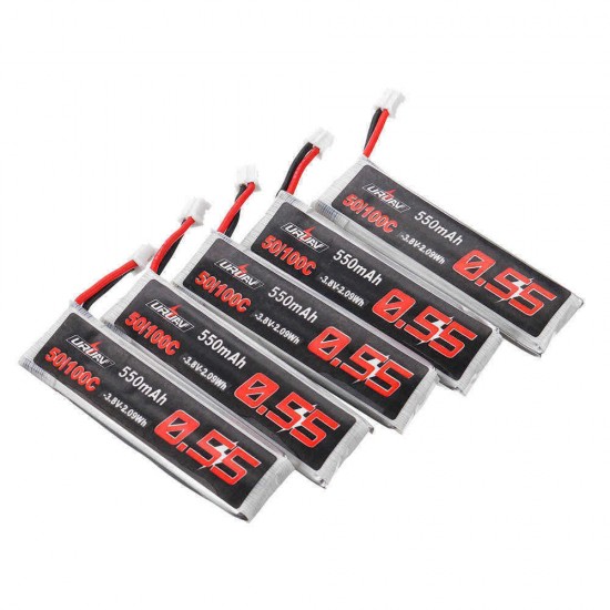 5Pcs URUAV 3.8V 550mAh 50/100C 1S HV 4.35V PH2.0 Lipo Battery for Emax Tinyhawk Kingkong/LDARC TINY